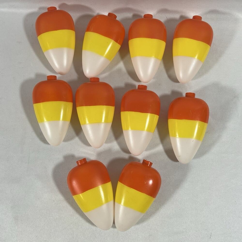Vintage Set of 10 Candy Corn Blow Mold Plastic String Light Covers Halloween